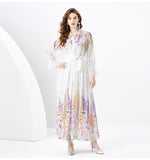 celebrity style high-end suit women's chiffon shirt temperament versatile long skirt printing two-piece set trendy