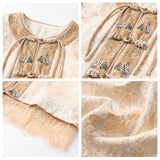 new Chinese style lace sleeves children loose button top temperament light luxury skirt suit women MX103