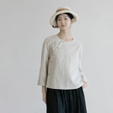 popular spring new Chinese coat new, beige round neck seven-quarter sleeve Chinese top women's B0119