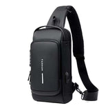 KAMAMES Cross-Border New Arrival Men's Chest Bag Large Capacity USB Charging Crossbody Bag PU Leather Outdoor Casual Bag Sports Fashionable Bag