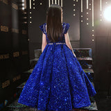 Kamames  Children's Host's Dress Princess Dress Pettiskirt Heavy Industry Girl's Western Style Catwalk Piano Performance Costume Sequins