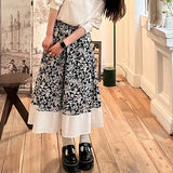 2025 Retro cotton printed skirt women's spring and autumn pear-shaped figure is thin, elastic waist temperament umbrella skirt