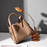 KAMAMES 2025 Leather handbag, women's popular new vegetable basket, send mother atmospheric messenger bag, cowhide bucket bag