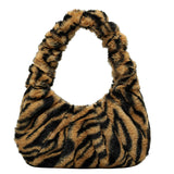 KAMAMES New Autumn and Winter Korean Fashion Zebra Pattern Plush Crossbody Bag Women's Casual All-Match Shoulder Bag Niche Furry Backpack