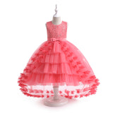 Kamames  In Stock Children's Evening Dress Girls' Western Style Puffy Gauze Princess Dress Flower Girl's Wedding Girl's Trailing Dress European and American Style