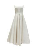 2025 Going out light wedding dress  simple satin Hepburn style certificate registration small white dress waist suspender dress dress