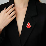 2025 Red oil drop enamel gourd brooch high-end exquisite suit coat pin accessories new Chinese zodiac snake corsage