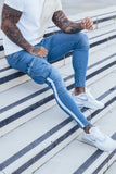 2025 2020 2025 Popular trade new men's white slim-fit ripped pants Popularan station paint webbing jeans men