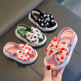 KAMAMES Girls' Sandals Summer Fashion Korean Style Open Toe Big Middle Children Non-Slip Student Anti-Collision Girls' Princess Beach Sandals