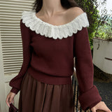 2025 popular autumn new temperament one-word collar versatile bottoming shirt long-sleeved knitted sweater women's top 25080