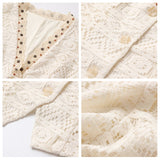summer wear a complete set of high-end sense, unique and beautiful light luxury hollow V-neck vest, trousers set N4031