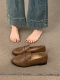 2025  loafers women's thick heel British style small leather shoes popular spring and autumn round head black work shoes high heels