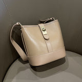 Bucket bag women's high-end sense niche leather women's bag New handbag top layer vegetable tanned cowhide messenger bag 870