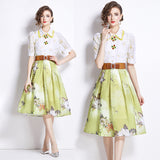 temperament slim-fitting age-reducing lapel shirt for women's popular summer new waist and thin skirt two-piece suit for women
