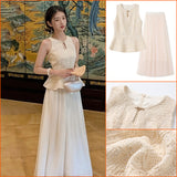 National style cool high-end sleeveless vest women's  summer thin embroidery fashion skirt two-piece set N4051