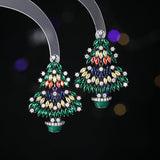 2025 Winter new heavy industry high-end Christmas tree earrings colored zircon inlaid with festive atmosphere  style earrings tide