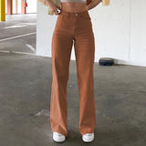2025 2025 style 2021 new solid color jeans women's drape loose and thin high-waisted straight-leg pants women's casual trousers