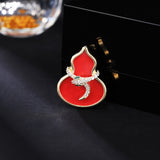 2025 Red oil drop enamel gourd brooch high-end exquisite suit coat pin accessories new Chinese zodiac snake corsage