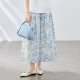Cotton cocoon  summer new  temperament floral skirt