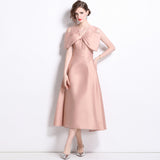 Bridesmaid Dress Premium Sister Dress Muse Fan Solid Color Skinny Satin Medium and Long Slim Dress Summer