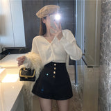 kamames Spring and Summer  Creamy-white Suit Shorts Women's Short Pants High Waist All-Matching Slimming outside Wear Wide Leg Boots Pants