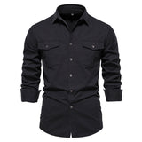 KAMAMES 2025  autumn new Popularan size shirt men's pure cotton casual fashion business solid color New men's long-sleeved shirt