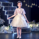 Kamames  Children's Dress Flower Girl Wedding Little Girl Host Girls Birthday Princess Dress High-End Piano Instrumental Performance Suit Summer