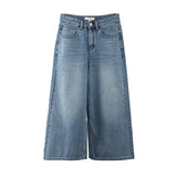 2025 THE MIND wide-leg seven-point jeans women's 2025 spring new Korean version of simple and versatile casual pants NY016