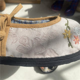 kamames Original Handmade Strong Sole Cloth Shoes Female Spring and Summer Thin Shoes Handmade Embroidery Word Buckle Cat round Head Slippers