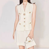 2025 Linen set, sleeveless vest top, heavy industry button-up Tencel wide-leg pants, shorts, commuter n two-piece set