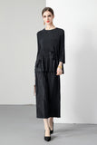Hot style fat mother summer casual suit women's  new fashion bead pleated large size wide leg pants two-piece set