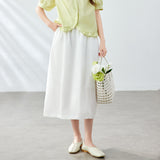 Cotton cocoon,  high-waisted skirt women's summer new breathable sweet loose word skirt medium and long skirt A-shaped skirt