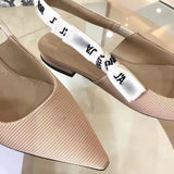 kamames D High Version Women's Chic Strap Sandals Summer Stiletto Heel Pointed Toe Kitten Heel Closed Toe Back Open Shoes Striped High Heels