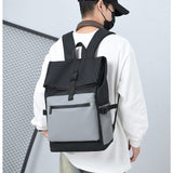 2025 Customized men's backpack Large capacity stylish and simple multi-functional roll-up backpack Business travel commuter backpack