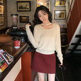 2025 Thirteen Lines popular Autumn and Winter New Raccoon Fleece Elegant Neck Knitted Sweater Versatile Sweater Women 25197