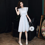 2025 Black evening dress women's banquet temperament lace slim dress  new high-end birthday can be worn in spring