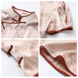 New Chinese style jacquard design shirt  summer retro stand-up collar bubble sleeve embroidered top women's N4068