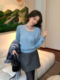 2025 Thirteen Lines popular Autumn and Winter New Raccoon Fleece Elegant Neck Knitted Sweater Versatile Sweater Women 25197
