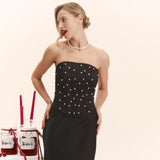2025 hot girls sexy diamond-encrusted tube top fish bone vest women pure desire spring and summer new slim-fit strap top women New