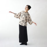 New Chinese acetic acid shirt spring and summer new round neck ink bamboo printed top, improved national style cool shirt B0621