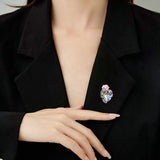 2025 New Love Rose Colorful Crystal Heart Brooch High-end Fashion Brooch Design Sense Clothes Pins and Accessories