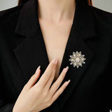 2025 High-grade snowflake brooch copper inlaid zircon multi-layer three-dimensional flower clothing pin fixed clothes autumn and winter coat corsage