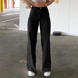 2025 2025 style 2021 new solid color jeans women's drape loose and thin high-waisted straight-leg pants women's casual trousers