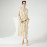 2025 Nanyou high-end women's clothing dress design sense niche irregular long dress pleated elegant dress Popularan station