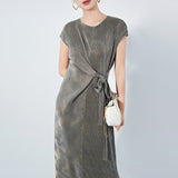 2025 Summer new pleated skirt design sense niche irregular laces show thin elegant temperament dress women