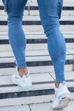 2025 2020 2025 Popular trade new men's white slim-fit ripped pants Popularan station paint webbing jeans men