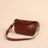 First layer vegetable tanned cowhide women's bag high-end retro pillow bag New shoulder messenger bag leather dumpling bag 9932