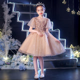 Kamames  Children's Dress Flower Girl Wedding Little Girl Host Girls Birthday Princess Dress High-End Piano Instrumental Performance Suit Summer