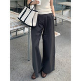 2025 THE MIND pleated wide-leg casual pants women's 2025 summer new Korean version simple high-waisted versatile long pants T020