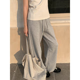 2025 THE MIND drawstring elastic waist scimitar pants 2025 spring and summer new Korean version high waist display casual sweatpants T299